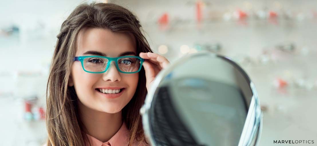 woman wearing prescription eyeglasses