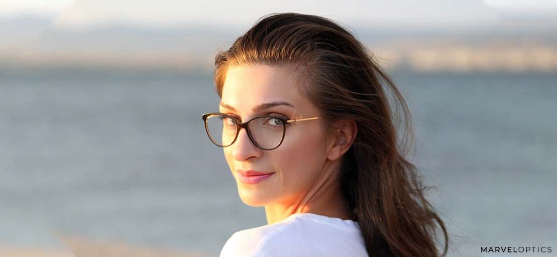 woman wearing prescription glasses