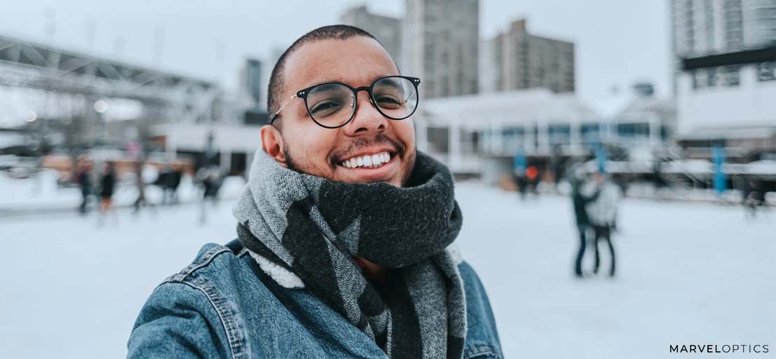 man wearing prescription glasses