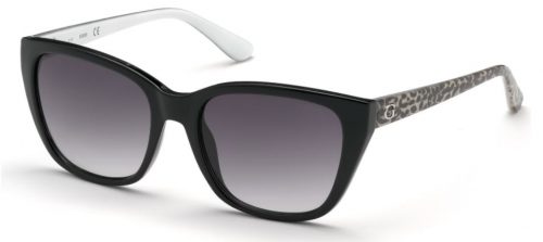 GUESS GU 7398 01B 55mm Black Frame Grey Lens Designer Print Women Sunglasses New 