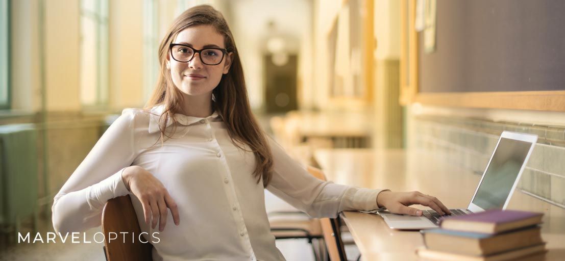 Woman Wearing Womens Prescription Glasses