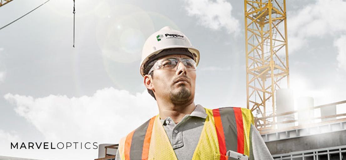 Man Wearing Prescription Safety Glasses