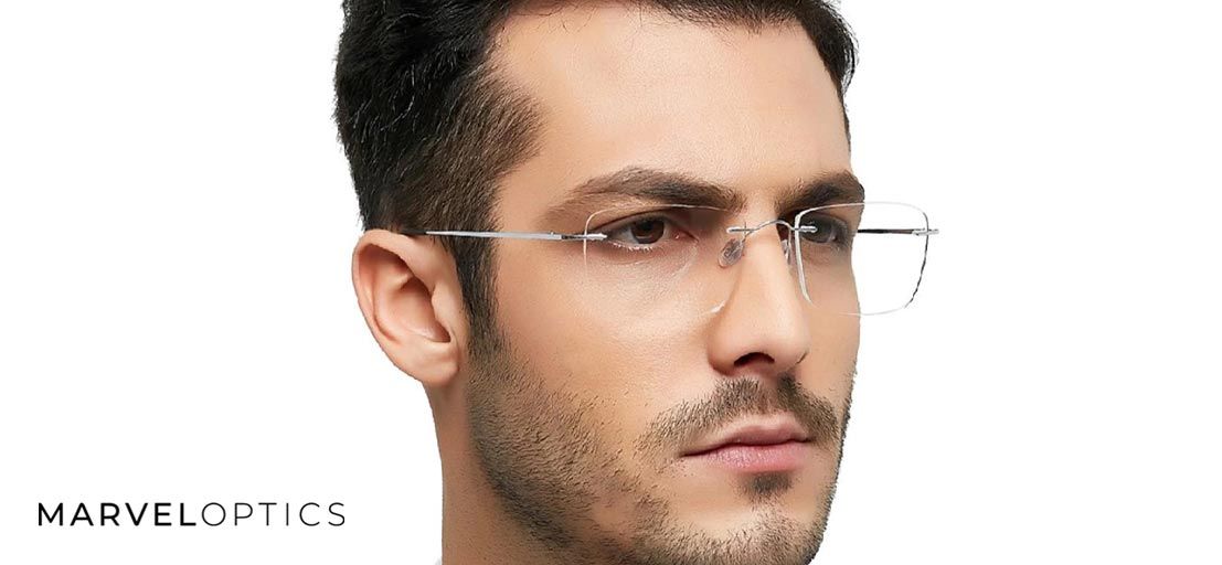 Man Wearing Rimless eyeglasses