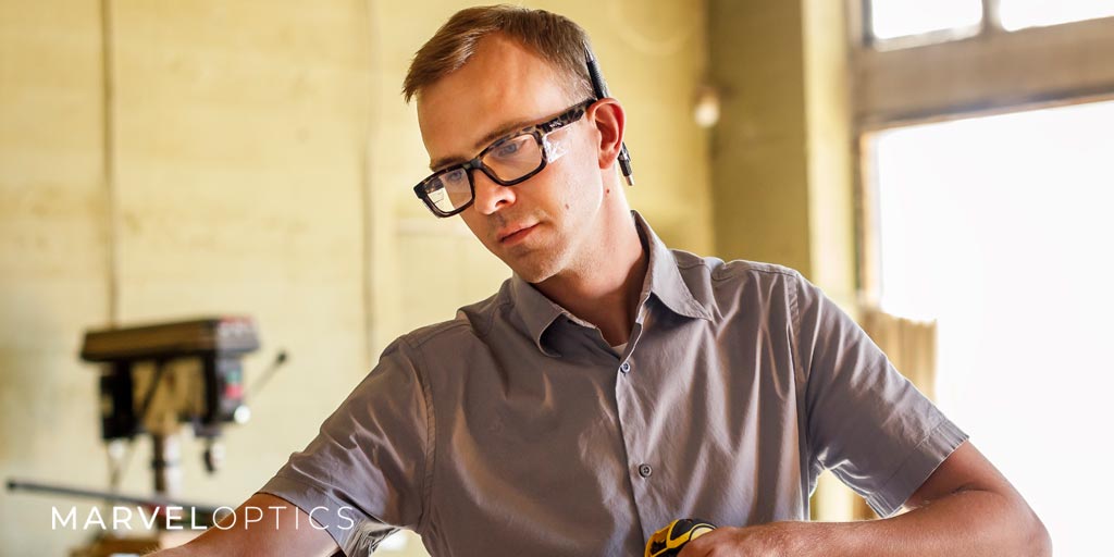 Man Wearing Safety Glasses