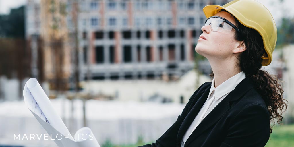 Woman Wearing Safety Glasses