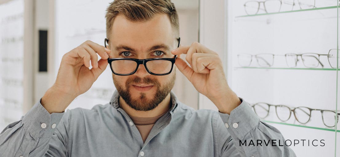 Man Wearing Prescription Glasses