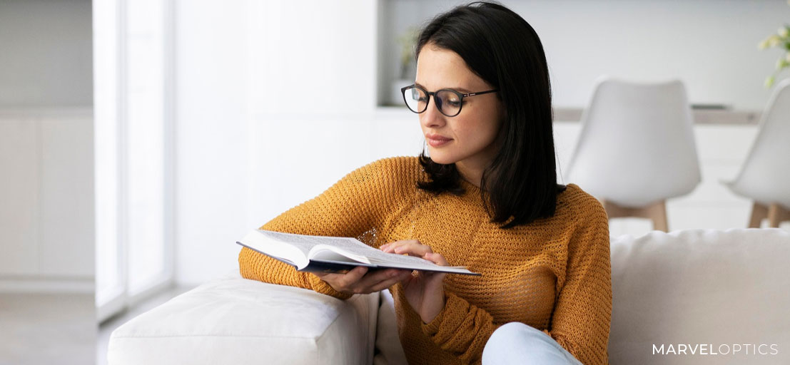 woman wearing bifocal safety glasses