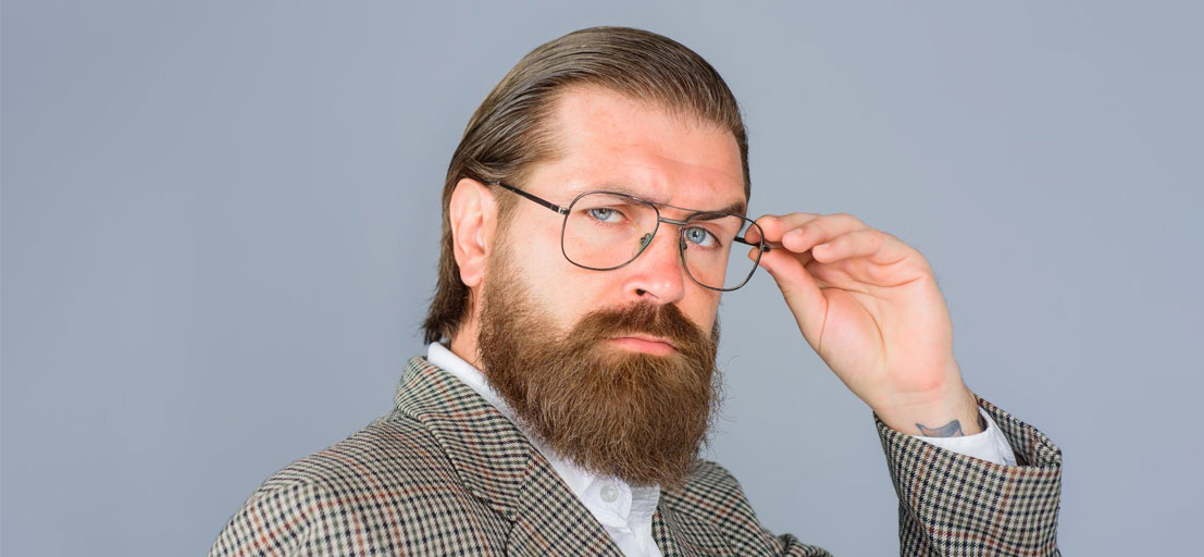 man wearing prescription eyeglasses